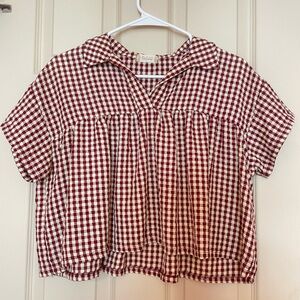 Altar’d State red gingham cropped collared shirt S